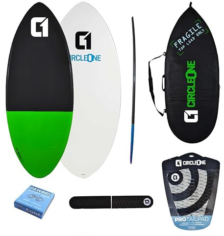 Circle One 52inch Epoxy+Fiberglas EPS Skimboard Package - Tasche, Wachs, Tailpad & Archbar Included, grün