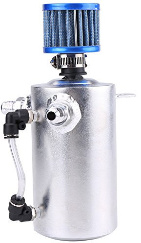 Auffangbehälter Ölfangbehälter Ölabscheider, 0.5L Universal Auto Motoröl Catch Tank kann Reservoir Entlüftungsfilter(Silver)
