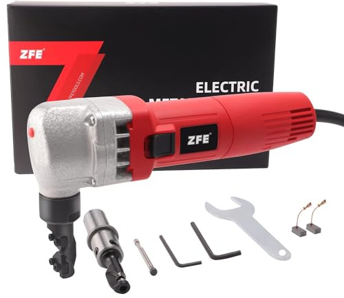 Electric Metal Nibbler, ZFE 380W Electric Sheet Steel Nibbler Metal Shear with 1700RPM High Speed Rotor for Cutting Stainless Steel, Aluminium, Plastic
