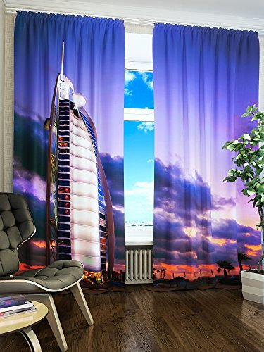 Lemare Deko-Vorhänge Digitaldruck | Stadt | Dicker Vorhang Blickdicht | 2 STK. 145x260 cm