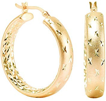LeCalla Sterling Silber Schmuck Diamant-Schliff Ohrring für Frauen, Silber Gelbgold