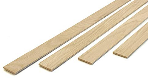 wodewa Holzleisten Eiche Starkfurnier Echtholz 3mm x 30mm x 500mm | 15er Set Leisten Bastelholz Massivholz Holzfurnier zum Basteln Bastelset Modellbau DIY