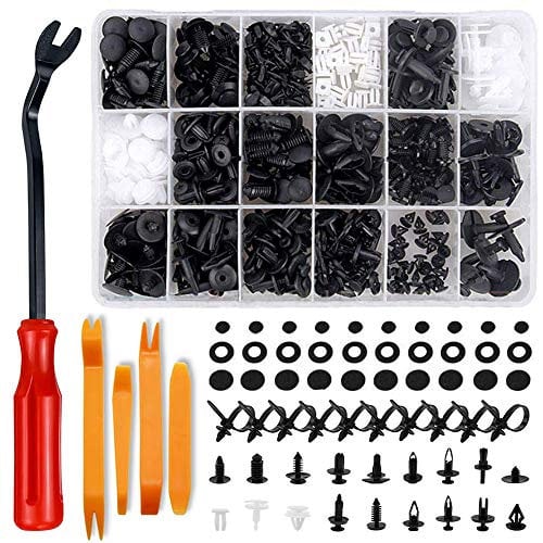 Aohoo 450-teiliges Auto Clips Set mit 18 Arten Nylonclips & Kunststoffnieten inkl. Werkzeug - Universal für Türverkleidungen, Stoßfänger & Kotflügel - Ideal für Kfz-Innenausstattung & Auto-Innenraum