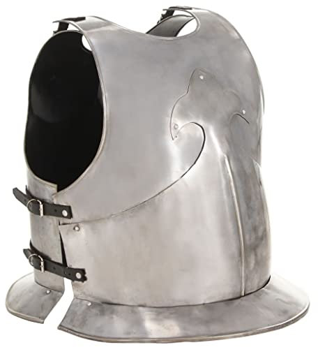 vidaXL Mittelalterlicher Ritter Brustpanzer Kürass Replik für LARP Cosplay Halloween-Party Brustplatte Ritter Helm Rüstung Harnisch Stahl Silbern