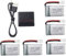 ZYGY 5PCS 3.7V 300mAh Batteries au Lithium & 1PCS 5en1 Chargeur pour Syma X11 X11C Hubsan X4 H107C H107D H107l H108 Ladybird UDI U816A RC Drone Pièce de Rechange Quadcopter Télecommandé