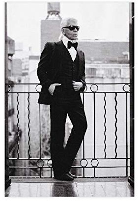 Fashion Guru Karl Lagerfeld Schwarz-Weiß-Leinwand-Kunstposter und Wandkunstdruck, modernes Familien-Schlafzimmer-Dekor-Poster, 30 x 45 cm, ohne Rahmen-style1