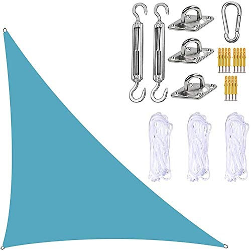 Garden Sail Canopy, Triangle Sun Sail Shade with Fixing Kit, 3 Ropes, Waterproof, UV Block, Right Angle Garden Shade Sails Sunshade Awnings for Outdoor Patios (Light Blue,3m x 3m x 4.3m)
