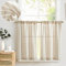 TOPICK Cortina de Cocina de Lino Rayas Diagonales Bolsillo para Varilla con Translúcido Aptas para Cocina Comedor Baño y Pequeñas Ventanas Marrón sobre Beige Juego de 2 Unidades 65 x 90 cm
