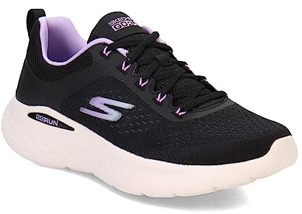 Skechers Damen Go Run Lite Sneaker, Schwarzer Textil-violetter Rand, 38 EU