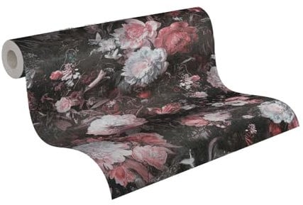 A.S. Création Blumentapete Rot Schwarz THE BOS 388214 Vliestapete Tapete Floral 10,05 m x 0,53 m Made in Germany