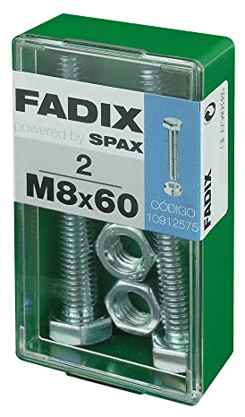 Box S 2 Stück Schraube Metallic Cab Hex + Zink M 8 x 60 mm Fadix