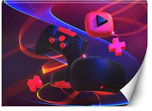 Feeby Fototapete Für Gamer Spielekonsole Gaming 400x280 cm Violett XXL Vlies Wandtapete Tapeten Wohnzimmer Schlafzimmer Jugendzimmer Moderne Design Wandbild Wand Dekoration Jugend Teenager Gamepad