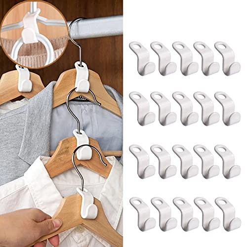 Gorilla Case Ganchos para Perchas de Plástico, Organizador de Ropa, Ahorro de Espacio, Kancası Resistente para Colgar Camisas, Abrigos y Pantalones, Pack de 20 (Blanco)