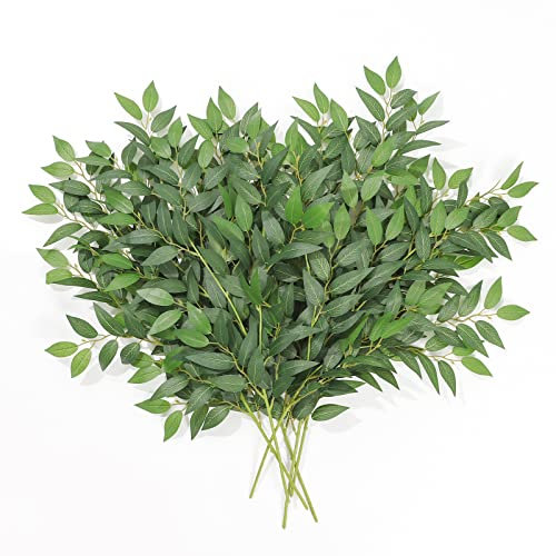 Dremisland 6 Stück Italienische Ruscus Grün Stämme, Künstliche Zweig Grüne Blatt Faux Girlande Reben Hängender Sprühzweig für Hochzeitsstrauß Bogen Tisch Dekoration Wohnkultur