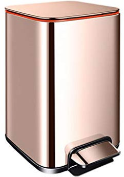 Waste Bins Stainless Steel Rose Gold Trash Can Pedal Trash Can Household Mute Trash Can Kitchen trash can (Color : Pink Size : 9L) (Pink 13L)