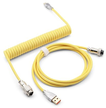 Glacier Elite Premium Quality Braided USB Coiled Cable for Keyboard (Yellow)