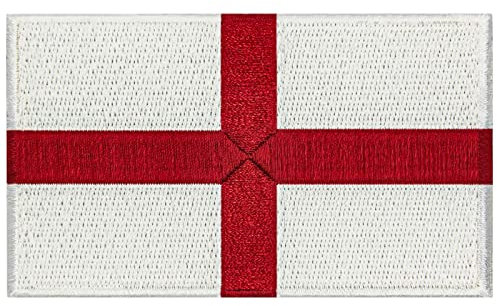 EmbTao Aufnäher, bestickt, Motiv: Flagge von England, Kreuz des Heiligen Georgs, zum Aufbügeln oder Aufnähen