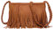 Anopo Fransen Crossbody Geldbörse für Damen Quaste Messenger Tasche PU-Leder Schultertasche Hobo Umhängetasche Fransentasche Braun
