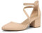 DREAM PAIRS Scarpe Tacco Donna Eleganti Decollete a Cinturini Incrociati Punta Chiusa Sposa Decolte Tacco Medio Largo,Size 38,Nude-Nabuk,SDPU2354W