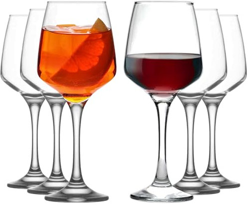 LAV Modern Weingläser 6er set, Rotweingläser 400ml BLEI FREI Spülmaschinenfest Weißweingläser, White Wine Glasses, Weingläser Weiß Wein Glas, Wein Gläser, Weisswein Glas, Red Wine Glasses