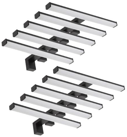 LED Universum - moderne LED Spiegelleuchte Monica 10-er Set 40cm schwarz eckig 7,4W 900lm 4000K IP44 für Badezimmer, Spiegel oder als Bilderleuchte, Steck- Klemm- Wandmontage