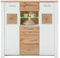 LIVIN Highboard - Eiche Altholz Dekor - B 122 x H 122 cm - Weiß supermatt Dekor - 3 Türen und 1 Schublade