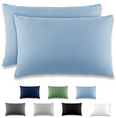 REDKEY Kissenbezug 50x70 cm - 2er Set Kopfkissenbezug - Mikrofaser Kissenhülle für Kissen, Kopfkissenbezüge mit Laschenvershluss, 50 x 70 Pillow Case - Hellblau