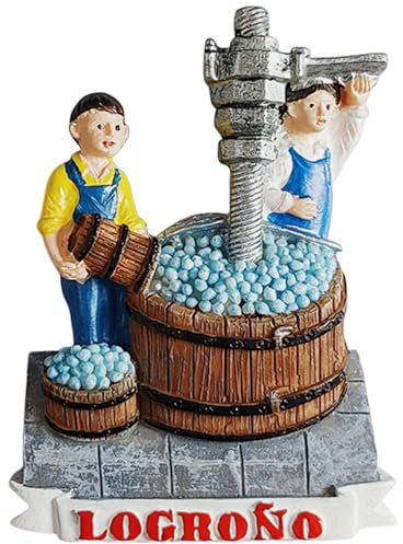 Logrono España Imán para nevera 3D, recuerdo de viaje, decoración de nevera, calcomanía magnética para decoración de nevera, colección artesanal
