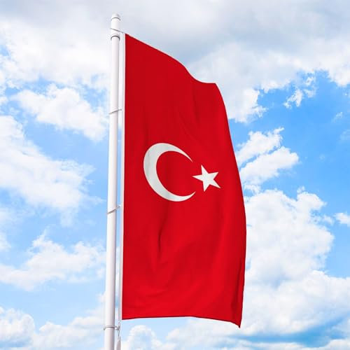 Türkei Flagge 80 x 200 cm - für Fahnenmast, Türkeifahne aus reißfestem Fahnen-Polyester-Stoff, Hissfahne Hochformat wetterfest und UV-beständig