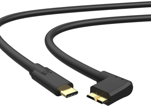 YAMCOWL 16ft 3.0 USB to Micro B Right Angle Camera Cable: Super Fast and Stable 3.0 Transmission, Ideal for Camera Live Streaming with, Cameras