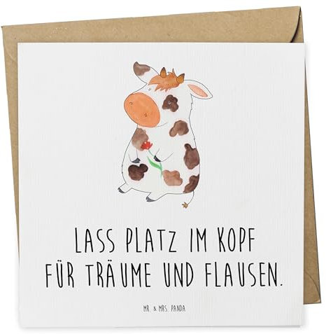 Mr. & Mrs. Panda Deluxe Karte Kuh - Geschenk, Geburtstagskarte, Hoftiere, Hof, Milch, Magie, Grußkarte, Hochwertige Grußkarte, Landwirt,