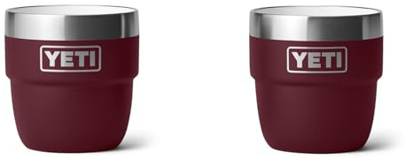 YETI Rambler stapelbare Tasse, Edelstahl, vakuumisoliert, Espresso-/Kaffeetasse, 2 Stück, Wildrankenrot