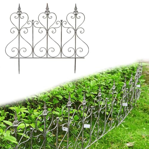 Dekorativer Gartenzaun Aus Metall, 81,3 X 146,8 Cm (2 Paneele), Farmhouse No Dig Tierbarriere-Zaungrenze For Blumenbeetbäume, Landschaftszaun For Hof, Terrasse, Rasen Und Außendekoration