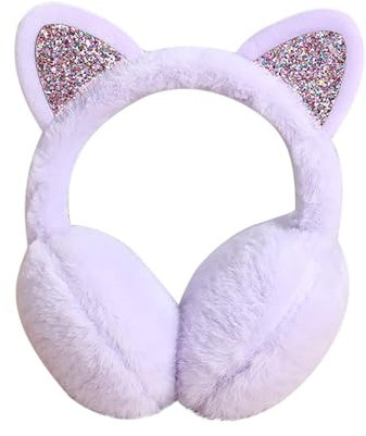 generisch Thinking Girls Cache-oreilles de chat super doux pour femme Oreilles chaudes d'hiver pour femme Unisexe Cache-oreilles chauds d'hiver pour femmes et enfants, lilas, taille unique