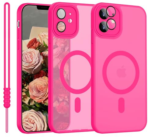 YUANDMI für iPhone 11 Hülle kompatibel mit MagSafe Rosa Rot | Handyhülle für iPhone 11 Magnetisch Matte Touch Kameraschutz, rutschfest Kratzfest Schutz Stoßfest
