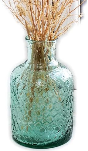 Recycled Glass Honeycomb Vase Large Clear Flower Table Centrepiece Decor 2L
