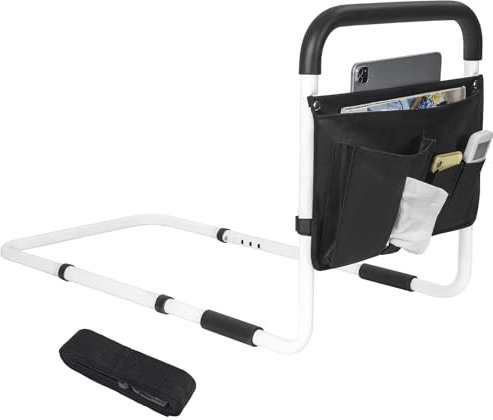 IPEB Cama para personas mayores, pasamanos para cama con bolsillo ligero, altura y longitud ajustable, para todos los tamaños de cama