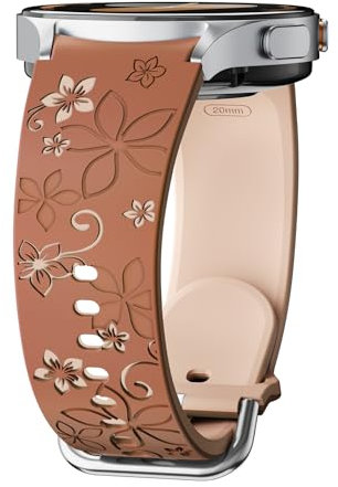 LEIXIUER Bracelet en Silicone Compatible avec Samsung Galaxy Watch 7 6 5 4 40mm 44mm,Deux Tons Floral Bracelets Montre Femme pour Galaxy Watch 6 4 Classic 43mm 47mm 42mm 46mm/5 Pro 45mm/FE 40mm