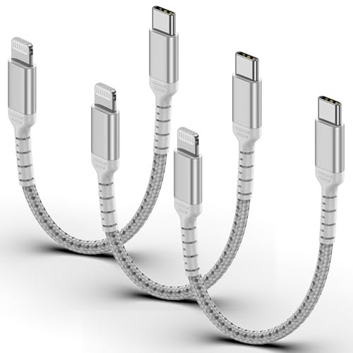 Short USB C Lightning Cable, 15CM 2Pack MFi Certified Braided iPhone USB C Cable Type C Lightning Fast Charging Cord for Apple 14 13 12 11 Pro Max X XR