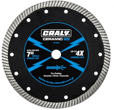 CRALY 7 Inch Ultra Thin Turbo Diamond Blade, 5/8 in Arbor, 7'' Diamond Stone Blade for Angle Grinder & Circular Saw, Diamond Cutting Wheel for Cutting Granite, Concrete, Brick, Marble, Masonry