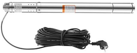 Qussse 2 Zoll Tiefbrunnenpumpe, Rohrpumpe Brunnenpumpe 370W 220V 50m 1000L/h, Edestahl Pumpe mit 15 m Langes Netzkabel