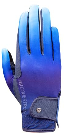 HY EQUESTRIAN Ombre Riding Gloves - Navy/Ocean - Medium