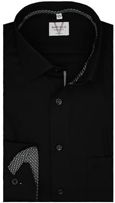 Marvelis Herrenhemd | Modern Fit | Langarm 64 cm | Uni Schwarz | New Kent Kragen | Gr. 40