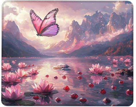 Gaming Mauspad, Mousepad Small 180x230x3mm, Schreibtischunterlage mit Rutschfester Tier, Laptop-Schreibtischunterlage mit Nahtkanten, Mauspad Wasserdicht Schmetterling, Geeignet Familien Use T-9