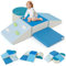 COSTWAY 6 TLG. Schamstoff Bausteine Kinder, Softbausteine mit Kletterfelsen zum Klettern & Krabbeln, Riesenbausteine aus Schaumstoff, Großbausteine Kletterblöcke für Innenbereich (Blau)