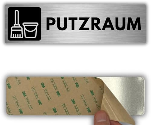 LEIASA | Schild Putzraum - 5x18 cm - Aluminium - Zutritt Nur Für Personal | Hinweisschild Reinigungsraum, Aufkleber Putzraum, Türschild Besenkammer Wischraum, Plakette Putzmittelkammer Zubehör