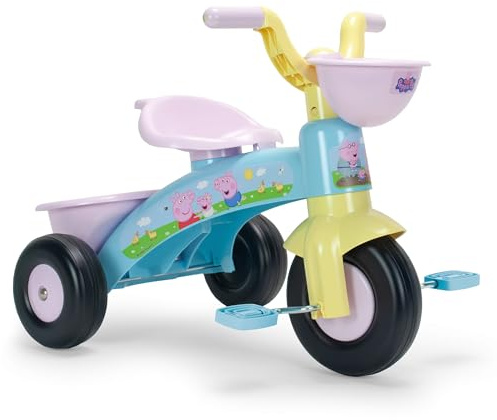 Kinder Dreirad 1 2 3 Jahre Trico Max Peppa Pig Mit Pedalen Stabile Räder Komfort Sitz Ergonomisches Leichtes Farbiges Design Mit Vorderem Hinterem Korb Für Spielzeug | INJUSA