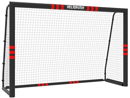 HELIORUSH Fußballtor - Anti-Rost Stahlrohr Wetterfestes Fussballtor mit EPE-Polsterung & 33-Strängigem PE-Netz - Profi Fussballtore für Garten Kinder Outdoor inkl. U-Erdnägel 180 x 120 cm