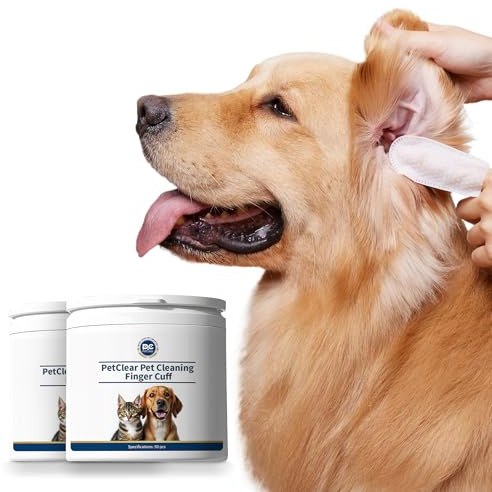 PETCLEAR Ohrpflege Finger-Pads für Hunde & Katze | Besonders weiche & milde Einweg-Reinigungspads | Hunde Ohrenpflege gegen Ohrenentzündung Ohrmilben u. Hygiene bei Hund | 50 Stück (2 Dosen)