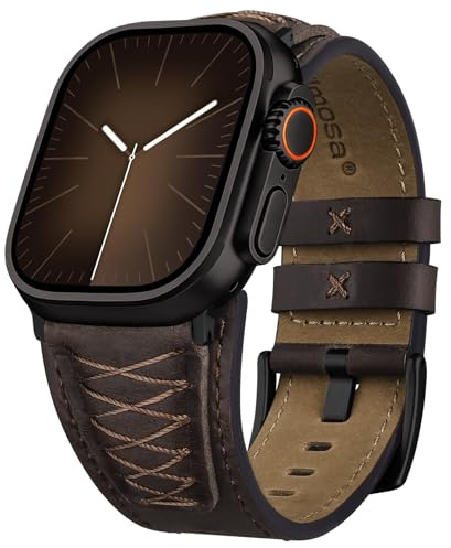 Fullmosa Correa Cuero Compatible con Apple Watch Ultra 3/2/1 49mm 46mm 45mm 44mm 42mm Hombre,Correa Repuesto de Piel Grano Superior para iWatch Series 11 10 9 8 7 6 5 4 3 2 1 y SE 3 2 1